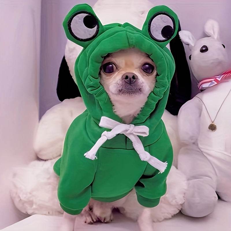 Green Fun Design Dog Hoodie - Cute Frog Pet Sweater For Small And Medium Dogs - Christmas Gift - My Chroma Cart