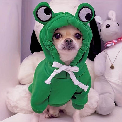 Green Fun Design Dog Hoodie - Cute Frog Pet Sweater For Small And Medium Dogs - Christmas Gift - My Chroma Cart