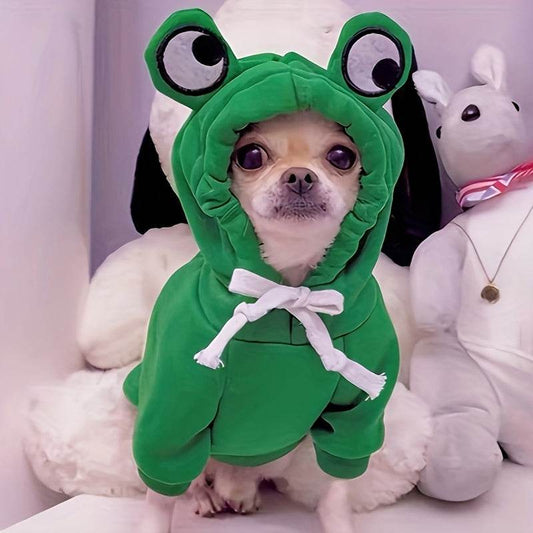 Green Fun Design Dog Hoodie - Cute Frog Pet Sweater For Small And Medium Dogs - Christmas Gift - My Chroma Cart