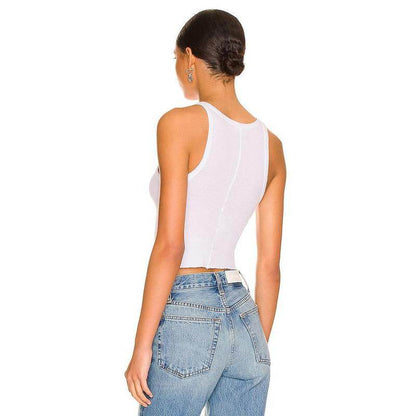 RE/DONE X Hanes Cropped Rib Tank in Optic White - My Chroma Cart