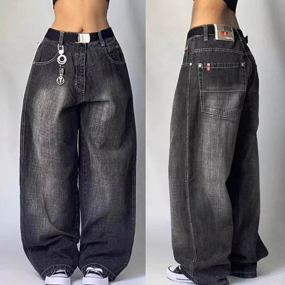 Streetwear New Fashion Oversized Print Baggy Jeans Y2K Harajuku Hip-Hop Vintage Pop Gothic High Waist Wide-Leg Pants Trousers - My Chroma Cart
