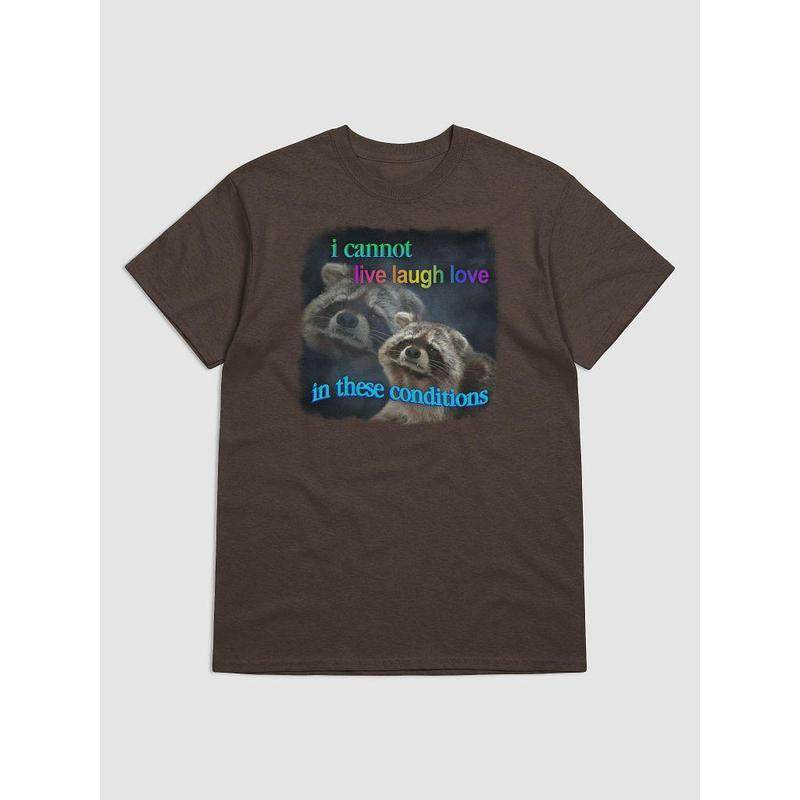 I Cannot Live Laugh Love in These Conditions - Raccoon T-Shirt - My Chroma Cart