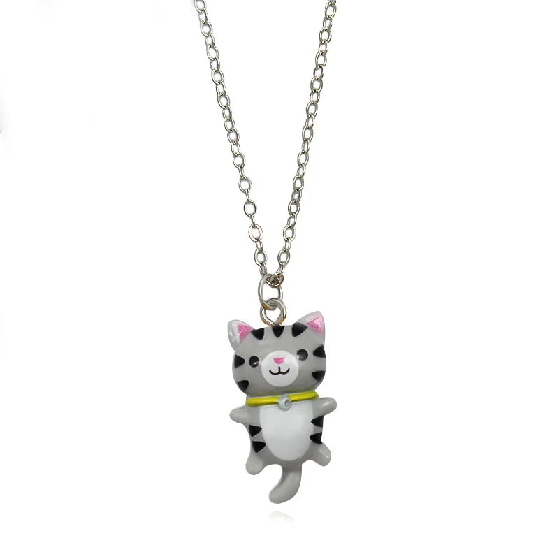 Yungqi Cartoon Colorful Resin Cat Pendant Necklaces For Women Men Best Friend Lovely Animal Pet Pendant Couple Necklace Jewelry
