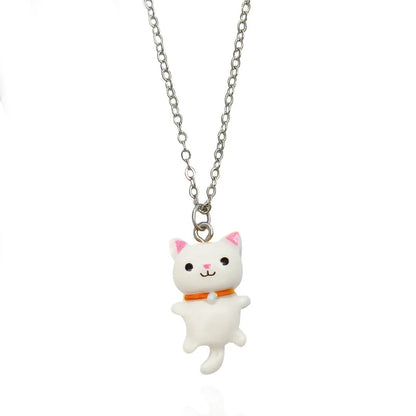 Yungqi Cartoon Colorful Resin Cat Pendant Necklaces For Women Men Best Friend Lovely Animal Pet Pendant Couple Necklace Jewelry