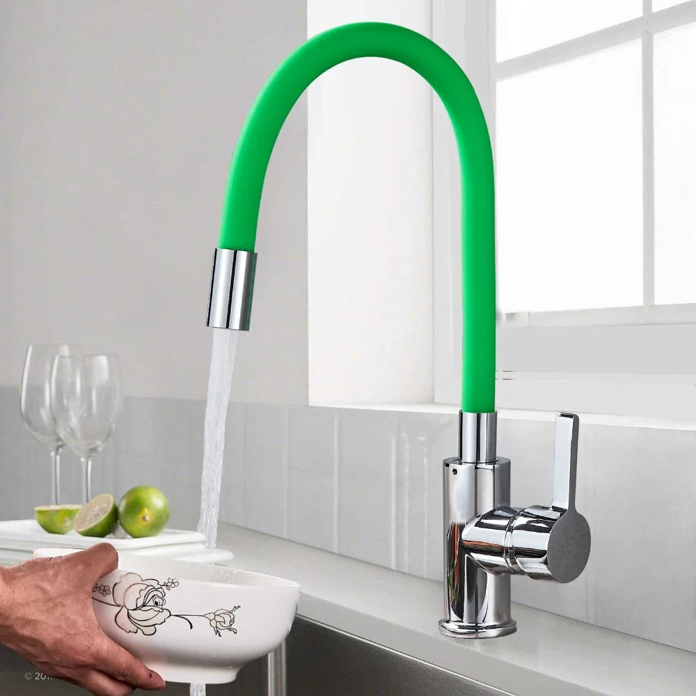 Chrome Flexible Sink Faucet Hot Cold Mixer Tap