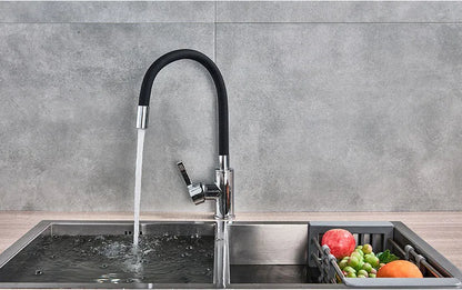 Chrome Flexible Sink Faucet Hot Cold Mixer Tap