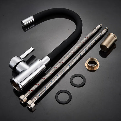 Chrome Flexible Sink Faucet Hot Cold Mixer Tap