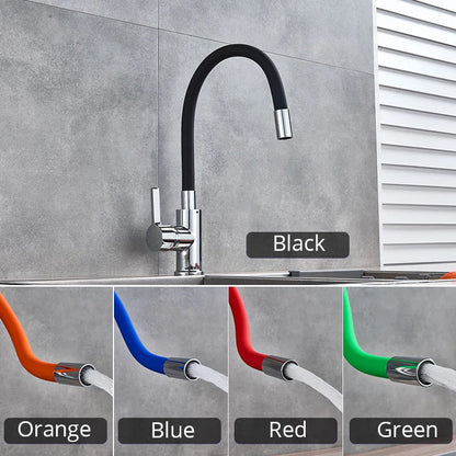 Chrome Flexible Sink Faucet Hot Cold Mixer Tap