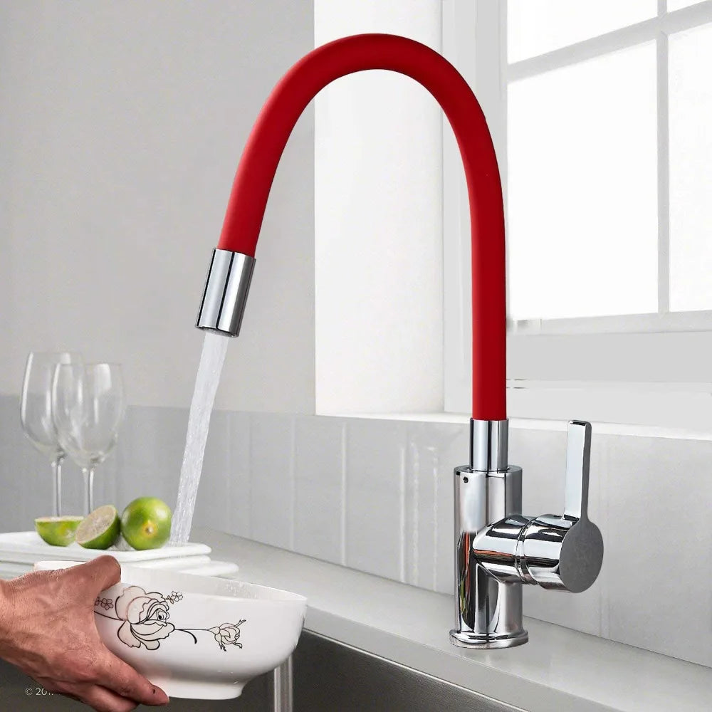 Chrome Flexible Sink Faucet Hot Cold Mixer Tap