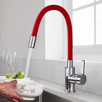 Chrome Flexible Sink Faucet Hot Cold Mixer Tap