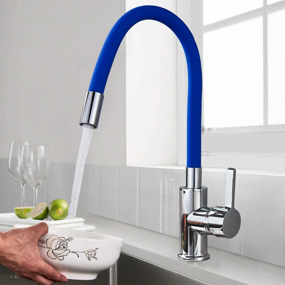 Chrome Flexible Sink Faucet Hot Cold Mixer Tap