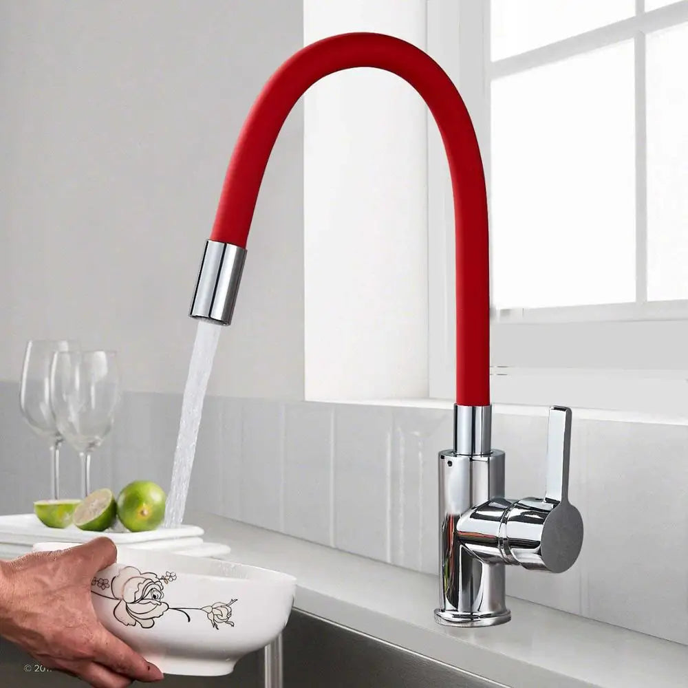Chrome Flexible Sink Faucet Hot Cold Mixer Tap