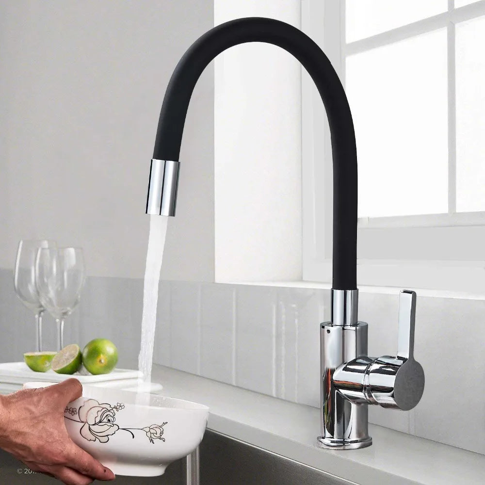 Chrome Flexible Sink Faucet Hot Cold Mixer Tap