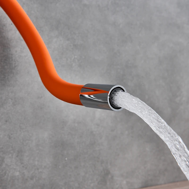 Chrome Flexible Sink Faucet Hot Cold Mixer Tap