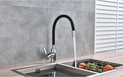 Chrome Flexible Sink Faucet Hot Cold Mixer Tap