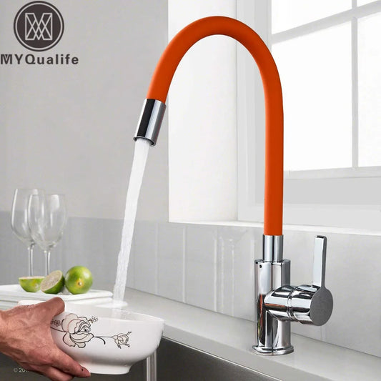 Chrome Flexible Sink Faucet Hot Cold Mixer Tap