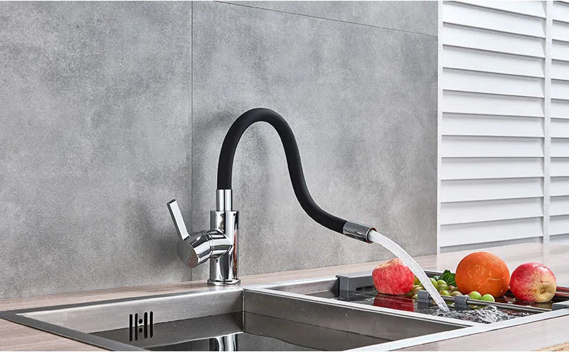 Chrome Flexible Sink Faucet Hot Cold Mixer Tap