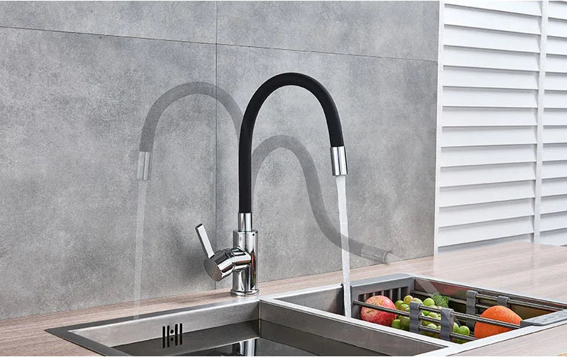 Chrome Flexible Sink Faucet Hot Cold Mixer Tap