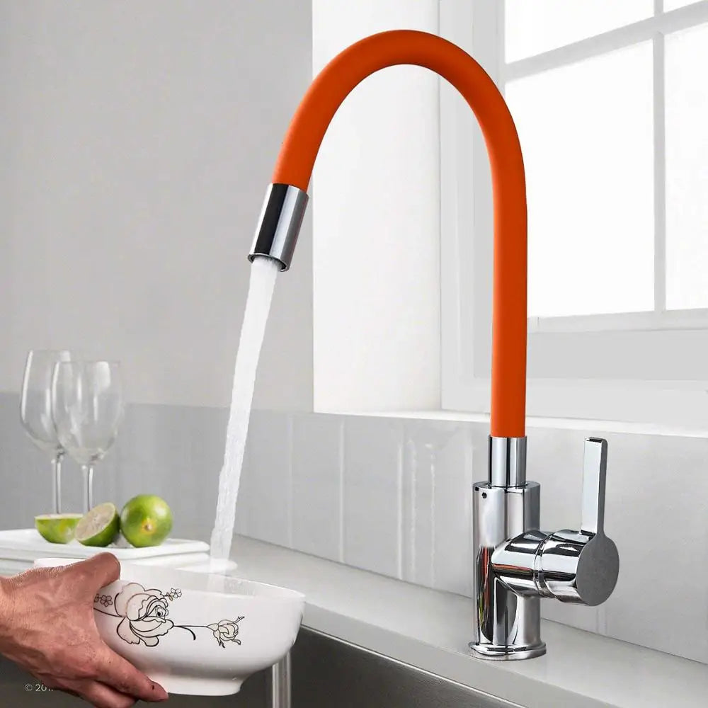 Chrome Flexible Sink Faucet Hot Cold Mixer Tap