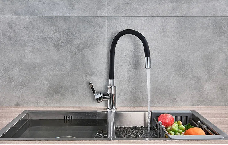 Chrome Flexible Sink Faucet Hot Cold Mixer Tap