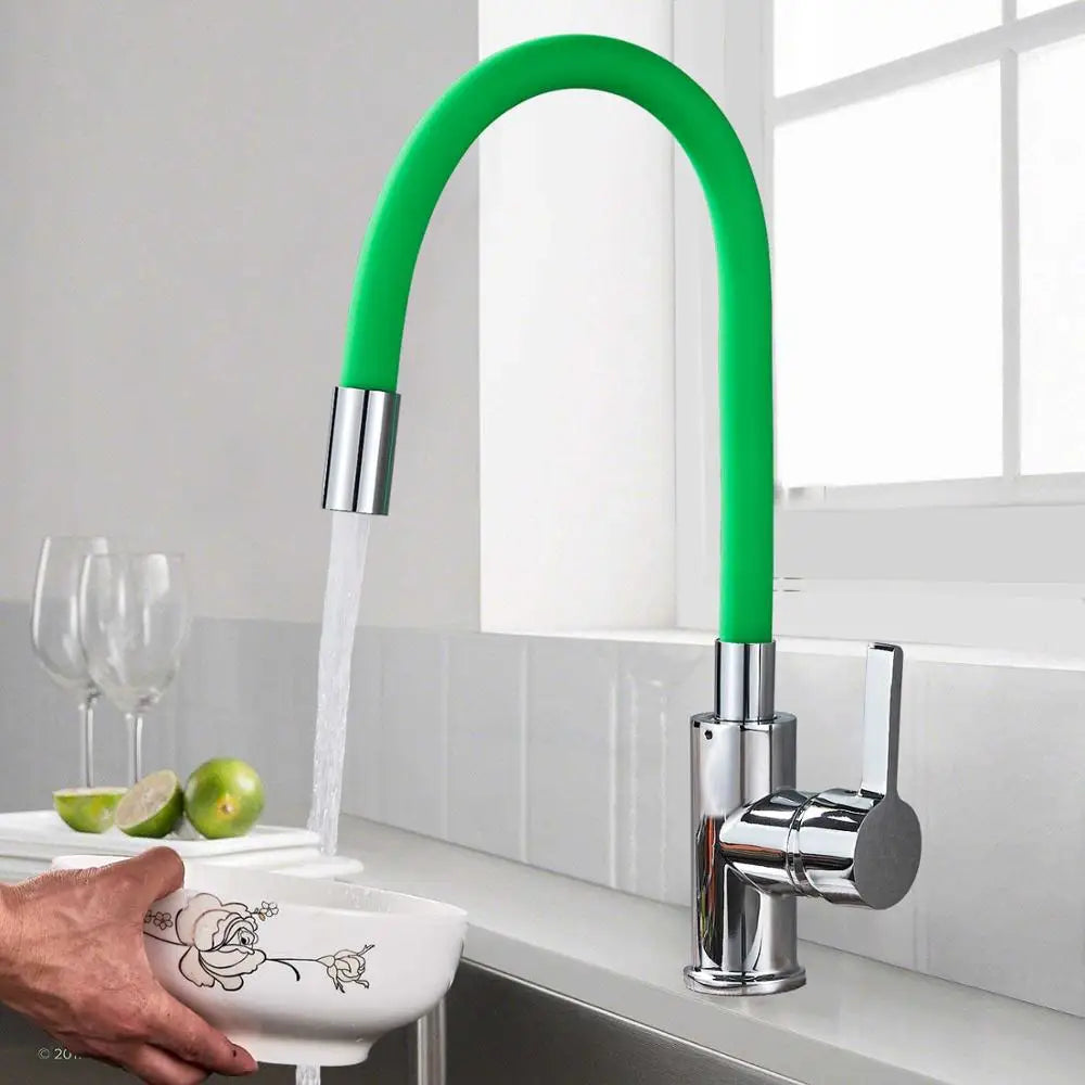 Chrome Flexible Sink Faucet Hot Cold Mixer Tap
