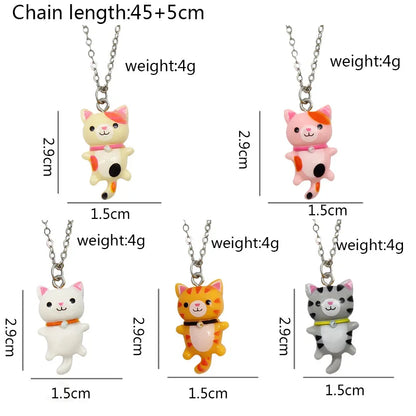 Yungqi Cartoon Colorful Resin Cat Pendant Necklaces For Women Men Best Friend Lovely Animal Pet Pendant Couple Necklace Jewelry