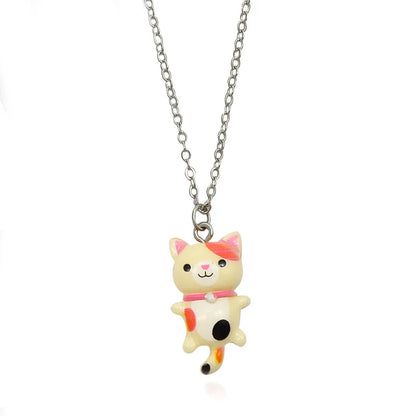 Yungqi Cartoon Colorful Resin Cat Pendant Necklaces For Women Men Best Friend Lovely Animal Pet Pendant Couple Necklace Jewelry