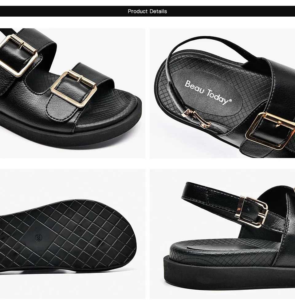 BeauToday Women Leather Sandals