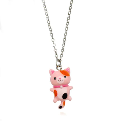 Yungqi Cartoon Colorful Resin Cat Pendant Necklaces For Women Men Best Friend Lovely Animal Pet Pendant Couple Necklace Jewelry