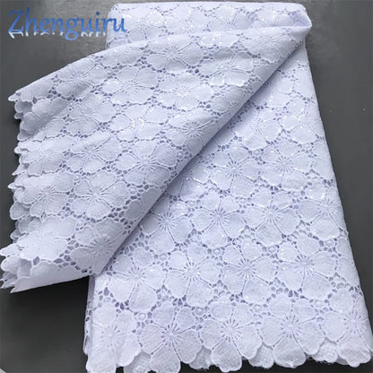 White Nigerian Lace Fabric 2025