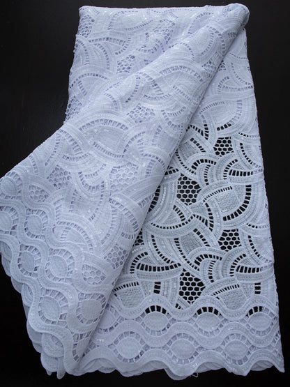 White Nigerian Lace Fabric 2025