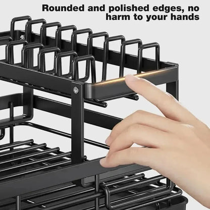 Kitchen Dish Drying Rack with Drainboard & Storage