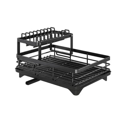 Kitchen Dish Drying Rack with Drainboard & Storage