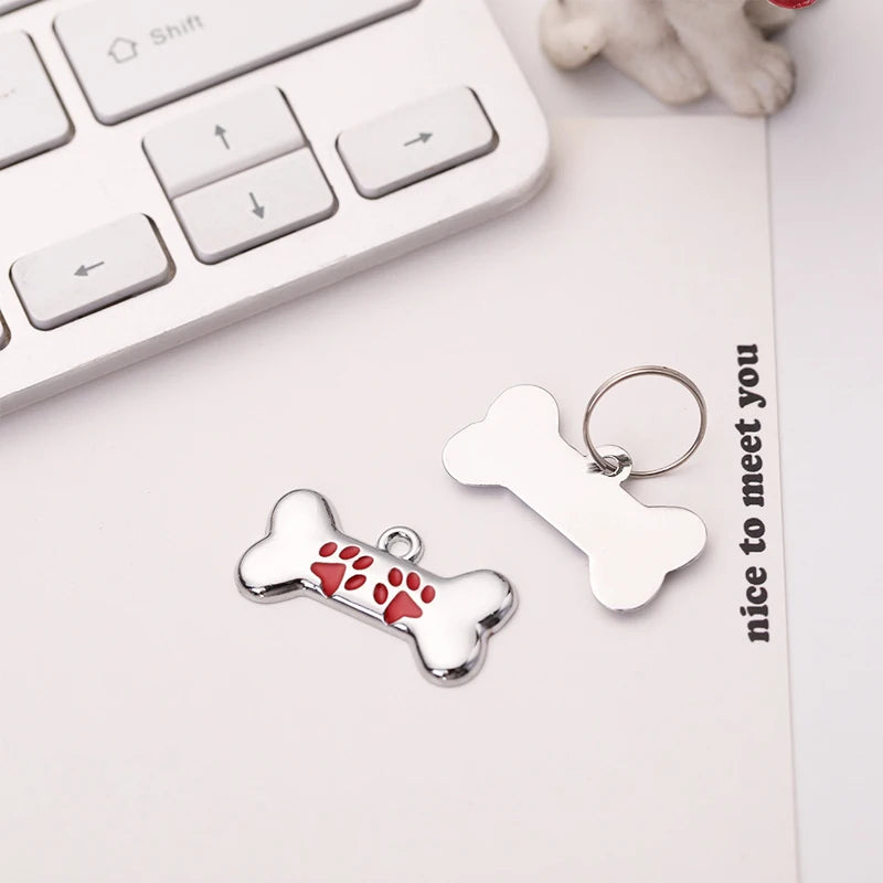 Anti-loss Metal Dog Tag Hanging Ornament Pet Collar Zinc Alloy Bone Hanging Ornament Engraved Identity Nameplate Pet Supplies