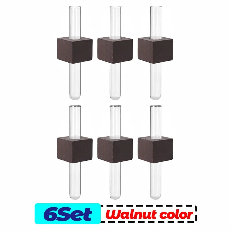 Wood Test Tube Vase Magnetic Flower Decor