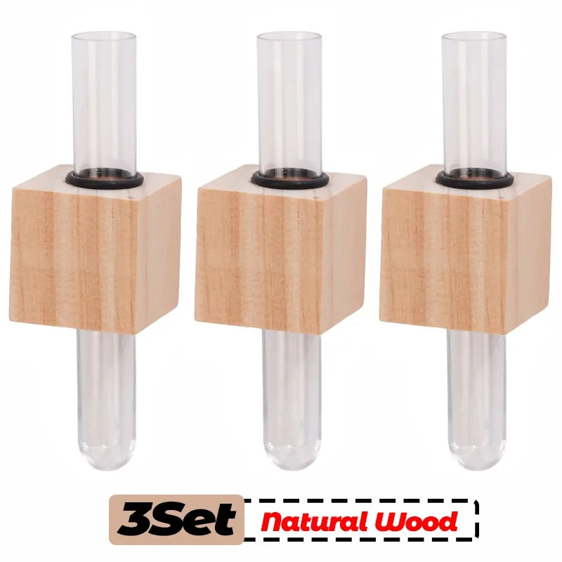Wood Test Tube Vase Magnetic Flower Decor