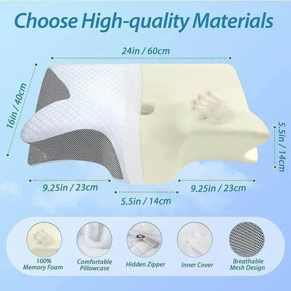 1pc Memory Foam Cervical Pillow, 2 in 1 Ergonomic Contour Orthopedic Pillow for Neck Pain Support Pillows Pillowcase replacement - My Chroma Cart