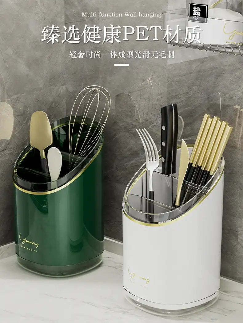 Luxury Chopsticks Storage Box, Household Kitchen Tube, Multi-Functional Draining Rack, Integrated Compartment Cage, Knife Holder