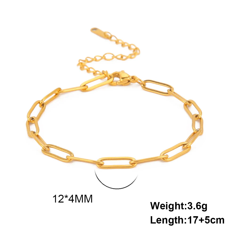 Skyrim Stainless Steel Gold Color Bracelet Twist Figaro Cuban Chain Bracelets Women Trendy Minimalist Jewelry Gifts Wholesale