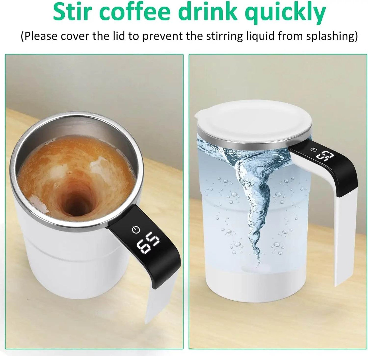 Automatic Self Stirring Magnetic Mug Coffee Self Mixing Mug USB Rechargeable Smart Thermal Cups with LCD Screen Food Safe Mug - My Chroma Cart
