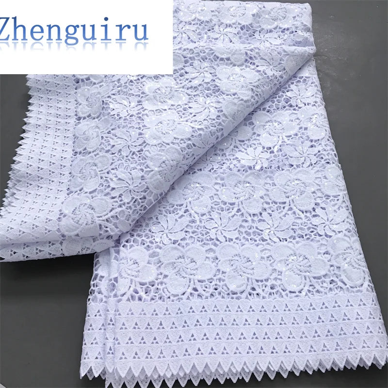 White Nigerian Lace Fabric 2025