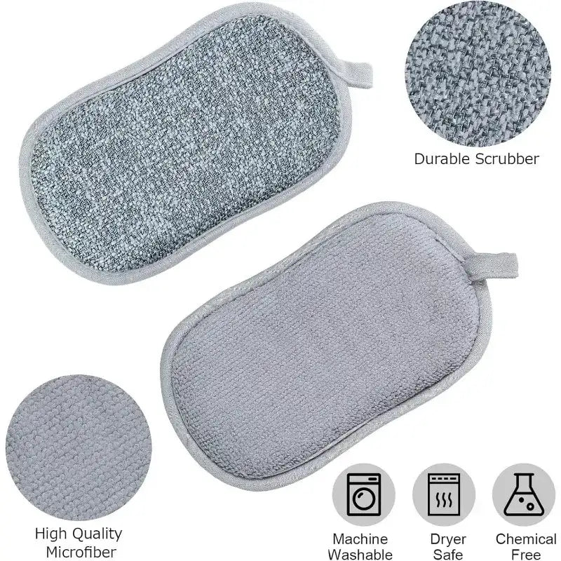 New Thickened Cleaning Sponges Silver Double-sided Dishwashing Cloth Kitchen Dish Pot Strong Cleaning Wipe Magic Scouring Pads