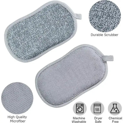 New Thickened Cleaning Sponges Silver Double-sided Dishwashing Cloth Kitchen Dish Pot Strong Cleaning Wipe Magic Scouring Pads