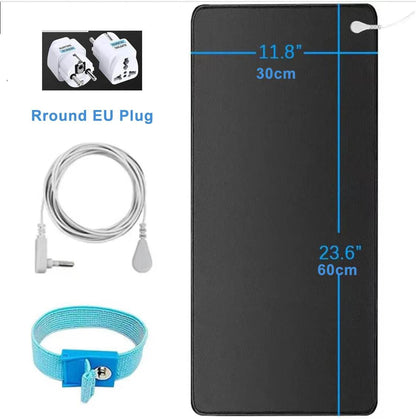 Earthing Mat with Wristband Soft PU Grounding Mat Pad Healthy Balance for Anxiety Relief & Better Sleep Earth Connected Therapy - My Chroma Cart