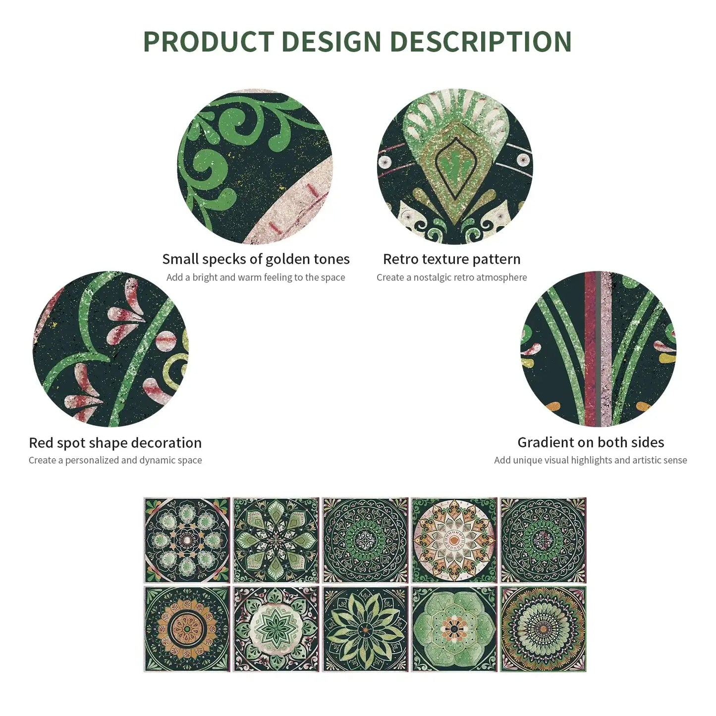 24 PCS Modern Style PVC Tile Stickers Waterproof Antifouling Self Adhesive  Kitchen Bathroom Floor Art Wall Decor Decals