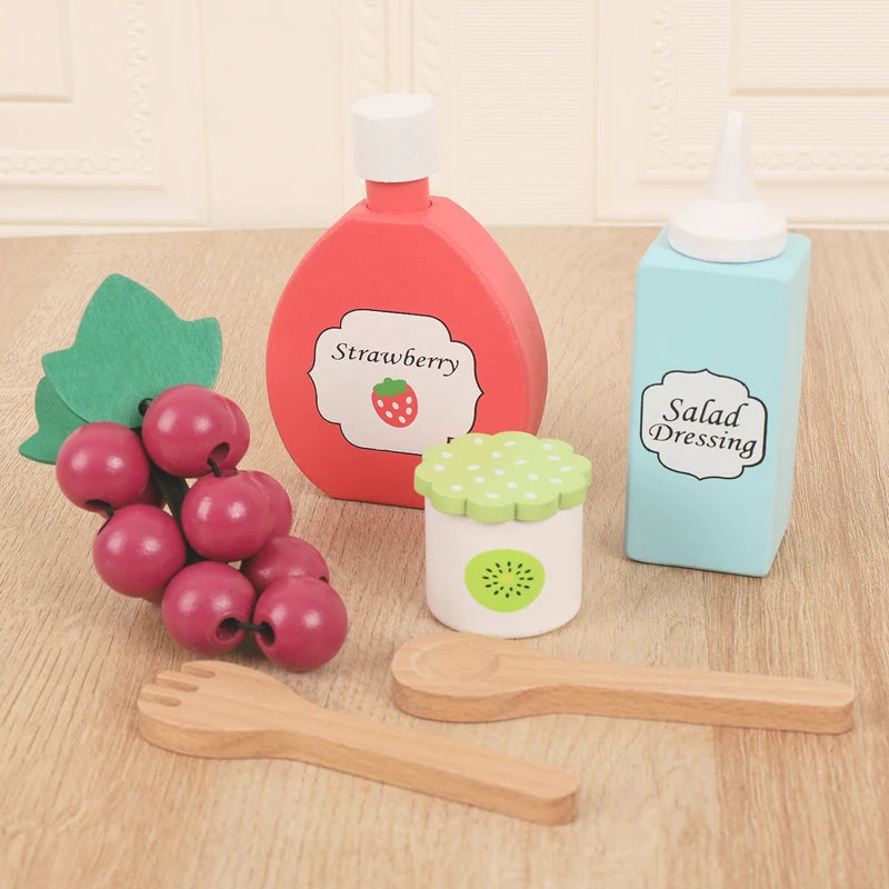 Kids Wooden Kitchen Pretend Play Cutting Food Toys
