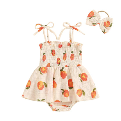 Baby Girl Peach Romper with Headband