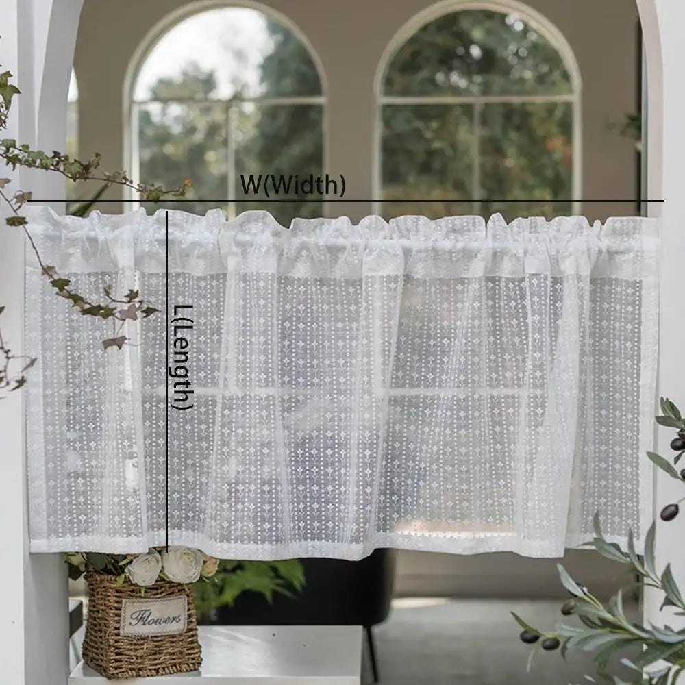 Floral Kitchen Curtain Lace Half Sheer Door Curtain Cafe Curtain Short Window Drapes
