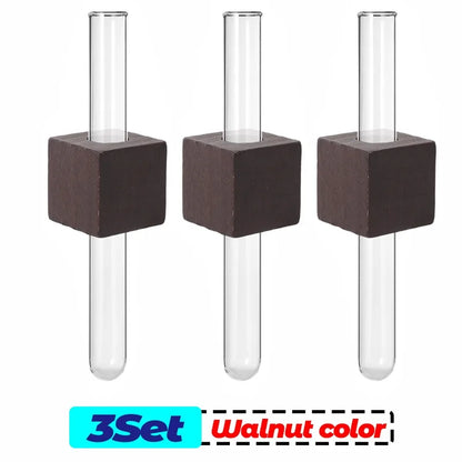 Wood Test Tube Vase Magnetic Flower Decor