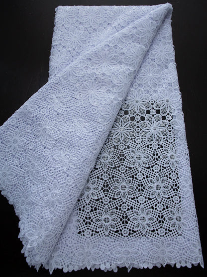 White Nigerian Lace Fabric 2025